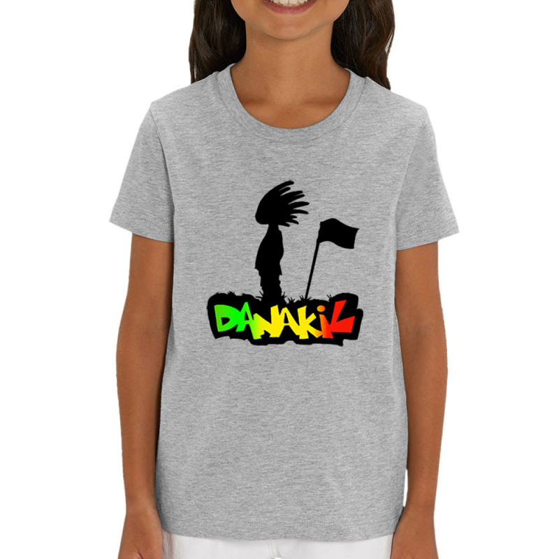 T-shirt enfant coton bio gris chiné Danakil - Silhouette Flag (Danakil,Reggae)