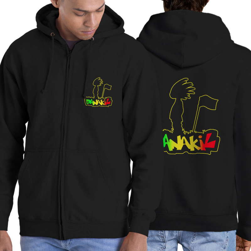 Sweat homme à capuche zippé noir Danakil - Silhouette Flag (Danakil,Reggae)