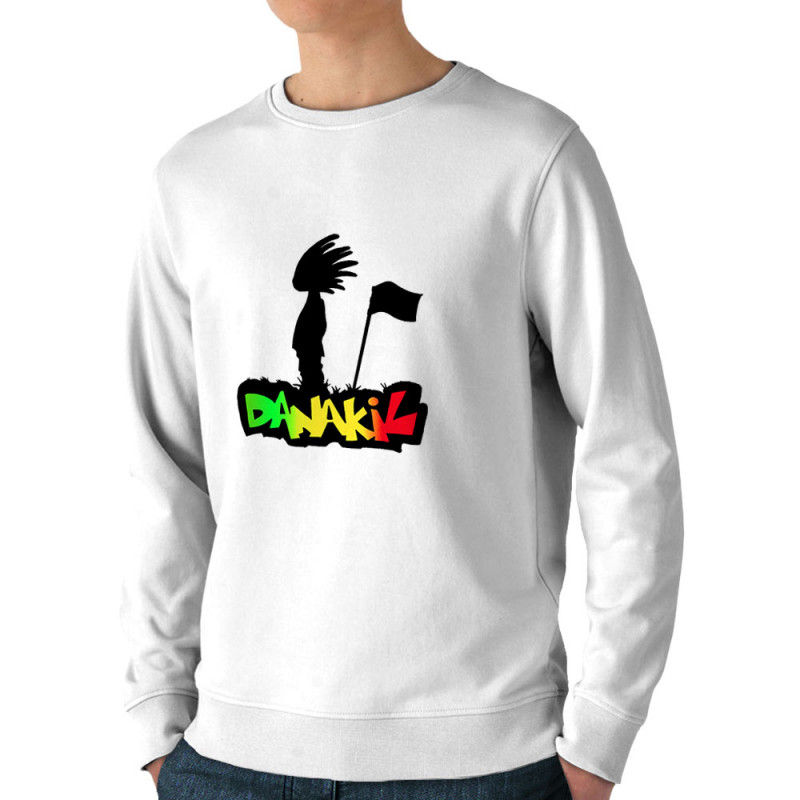 Sweat homme bio col rond blanc Danakil - Silhouette Flag (Danakil,Reggae)