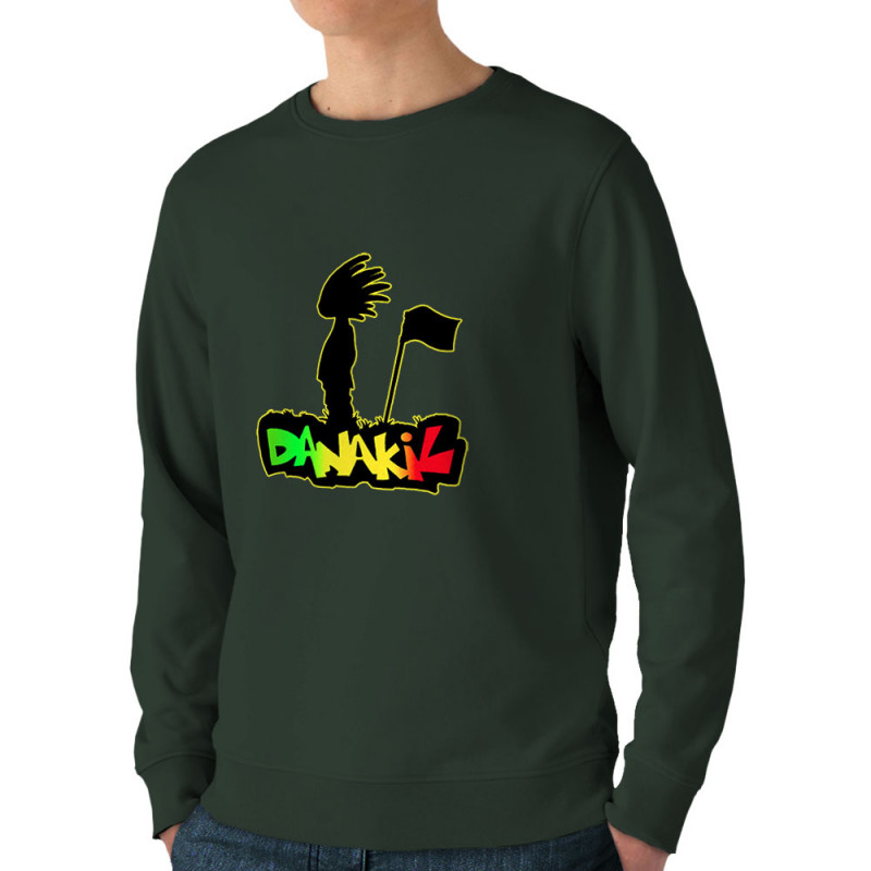 Sweat homme bio col rond vert foncé Danakil - Silhouette Flag (Danakil,Reggae)