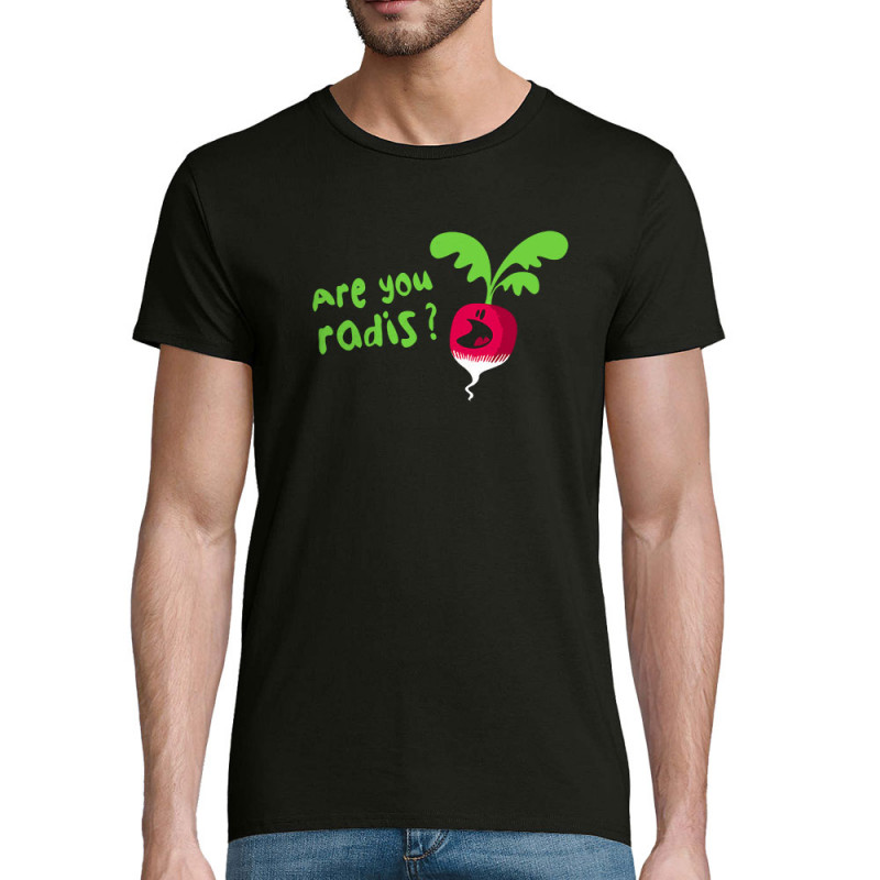 T-shirt homme coton bio noir Are You Radis (Ted Boundy,Fruits & Légumes,Humour)