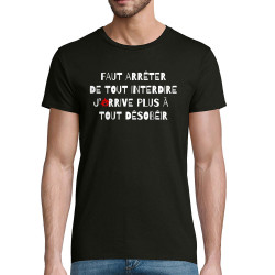 T-shirt homme coton bio noir Tout interdire (Andy,Slogans Débiles,Humour)