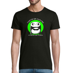 T-shirt homme coton bio noir Sauvez un bambou Mangez un panda (Pandaluna,Animaux,Humour,Manga Kawaï japan)
