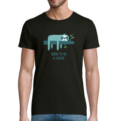 T-shirt homme coton bio noir Born to be a Larve (Alex Kidd,Animaux,Humour,Paresse)
