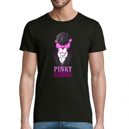 T-shirt homme coton bio noir Pinky Blinders (Mr Mouton,Animaux,Films/Séries)