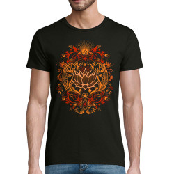 T-shirt homme coton bio noir Lotus Blossom (Gondrax,Ethnique)