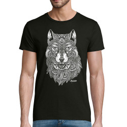 T-shirt homme coton bio noir Bad River - The Wolf (Taïry Greene,Bad River,Animaux)
