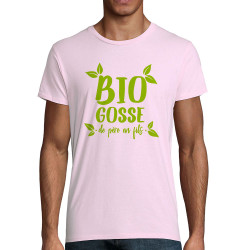 T-shirt homme coton bio rose pale Bio gosse de père en fils (Zewa,Humour,Ecologie,Bébés)