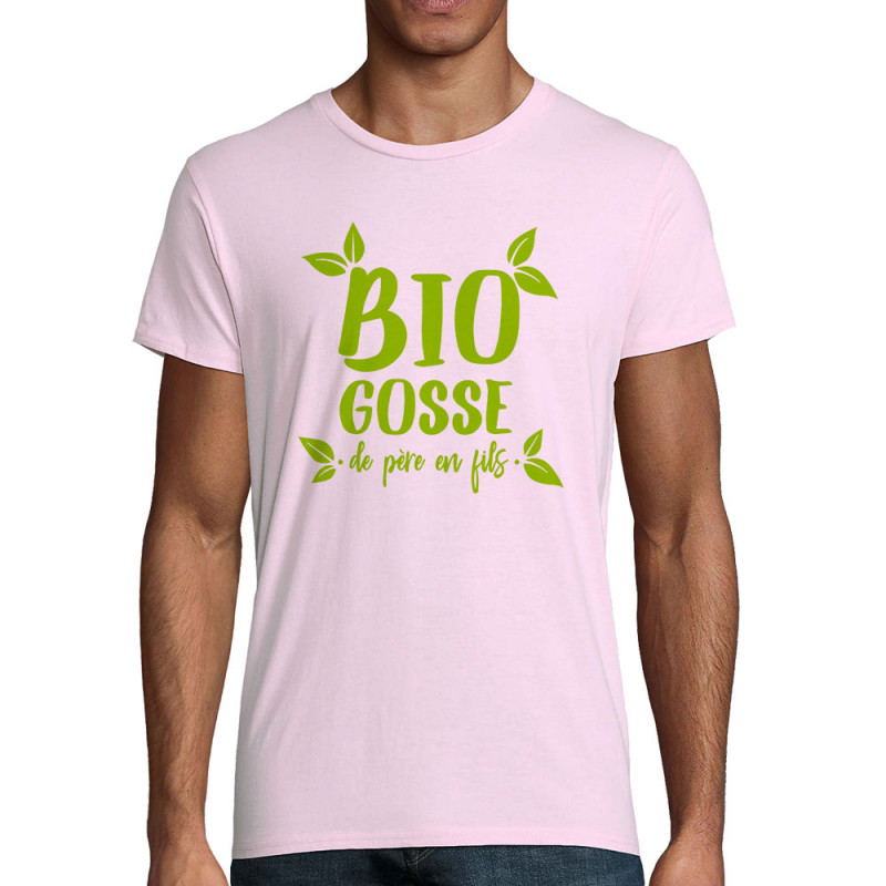 T-shirt homme coton bio rose pale Bio gosse de père en fils (Zewa,Humour,Ecologie,Bébés)