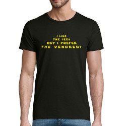 T-shirt homme coton bio noir I like the Jedi but I prefere the Vendredi (Lemerou,Humour,Star Wars)