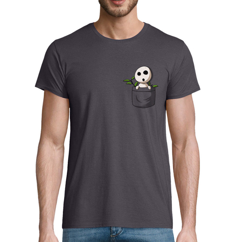 T-shirt homme coton bio gris souris Kondamas Pocket (Le Duc,Films/Séries,Manga Kawaï japan)