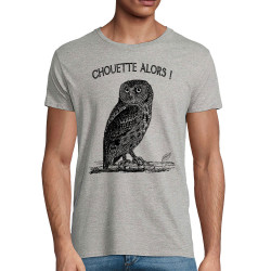 T-shirt homme coton bio gris chiné Chouette alors (Gondrax,Les Bébêtes,Animaux)