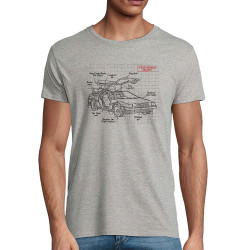 T-shirt homme coton bio gris chiné Dolorean Plan (Le Duc,Films/Séries)