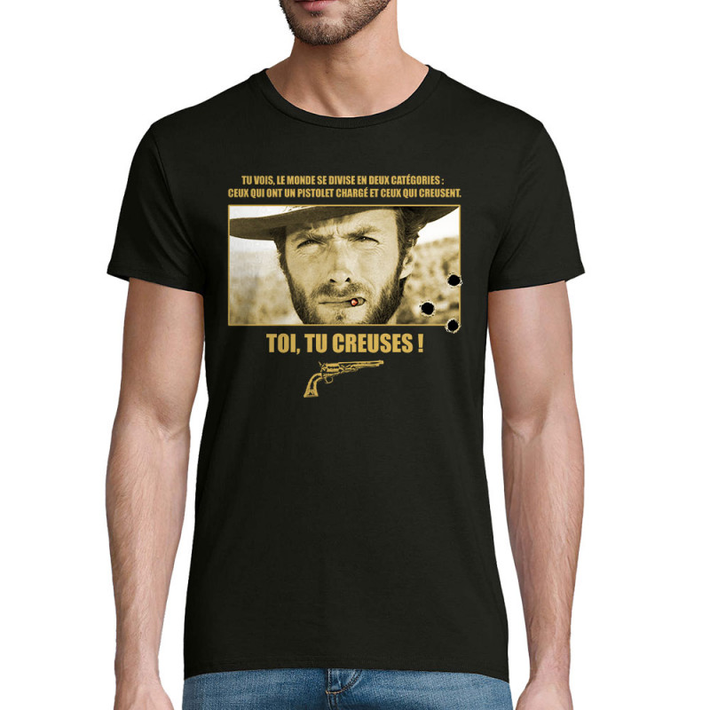 T-shirt homme coton bio noir Toi tu creuses (Films/Séries)
