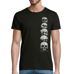T-shirt homme coton bio noir Five Skulls (Gondrax,Diabolik,Têtes de morts)