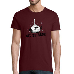 T-shirt homme coton bio bordeaux Ail Be Back (Ted Boundy,Fruits & Légumes,Humour)