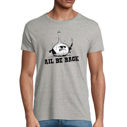 T-shirt homme coton bio gris chiné Ail Be Back (Ted Boundy,Fruits & Légumes,Humour)