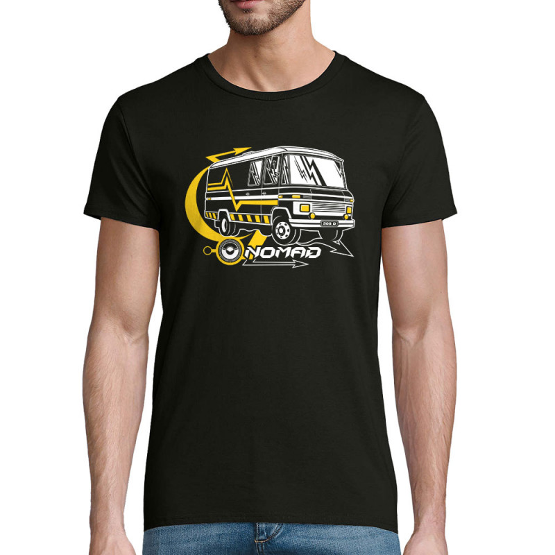 T-shirt homme coton bio noir Nomad (E Cone,teufeur)