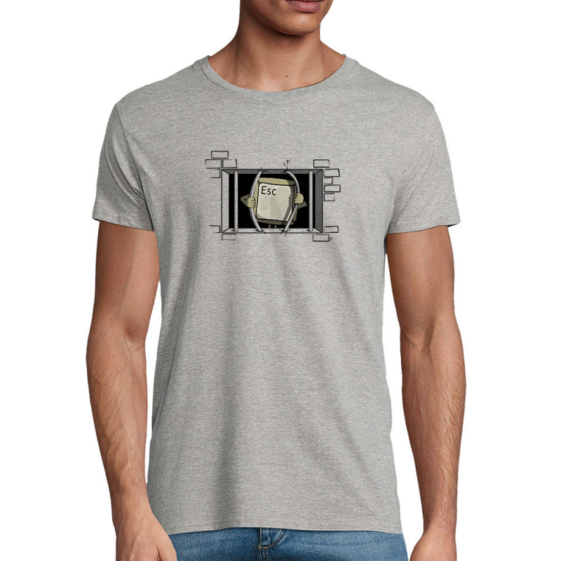 T-shirt homme coton bio gris chiné Echappe - Escape (Gondrax,Jeux Vidéo / Geek,Humour)