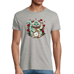 T-shirt homme coton bio gris chiné Lucky Alice Cat (Le Duc,Animaux,Chats)