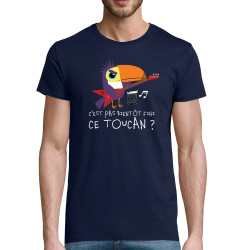 T-shirt homme coton bio bleu marine Fini ce toucan (Andy,Animaux,Humour)