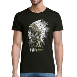 T-shirt homme coton bio noir Bad River - Chief Skull (Simon,Bad River,Ethnique)