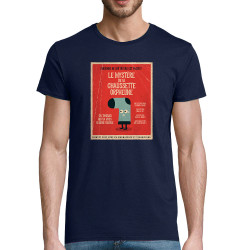 T-shirt homme coton bio bleu marine Le mystère de la chaussette (Alex Kidd,Humour)
