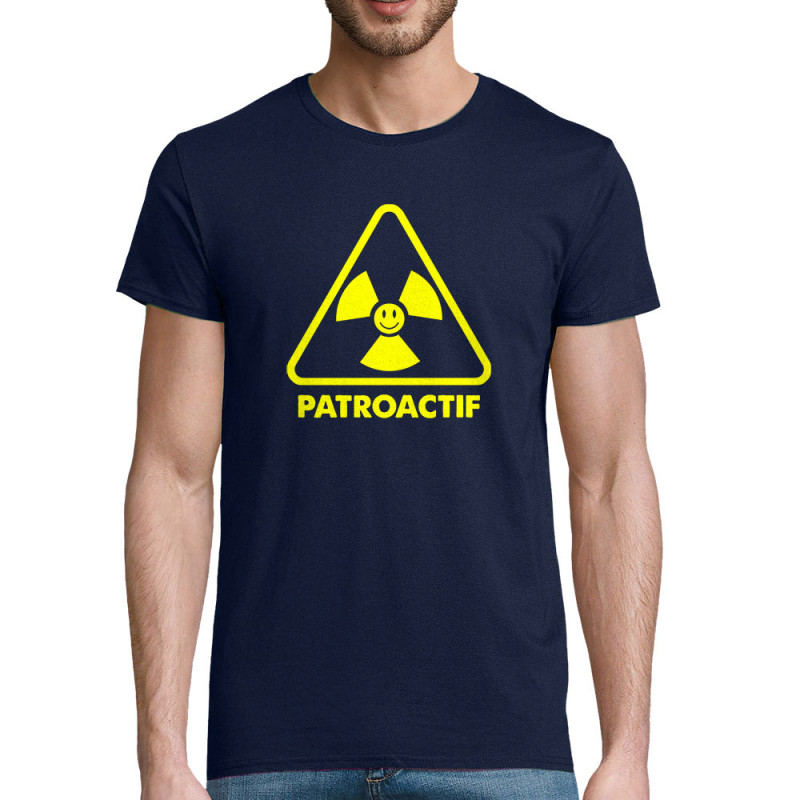 T-shirt homme coton bio bleu marine Patroactif (Humour,Slogans Débiles,Paresse)