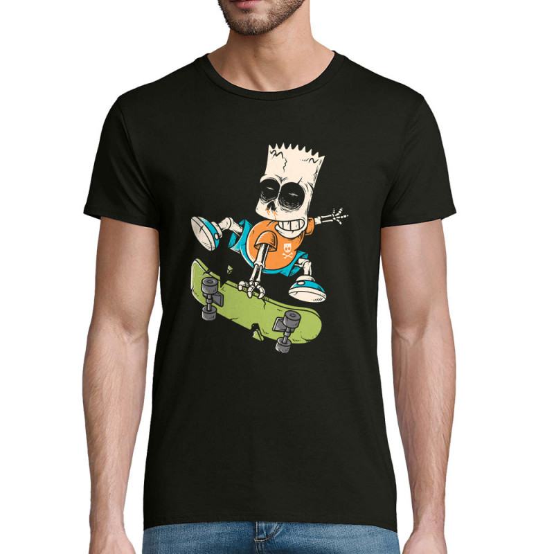 T-shirt homme coton bio noir Simpskull Skate (Films/Séries,Skate)