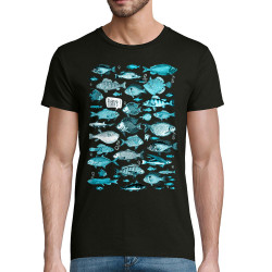 T-shirt homme coton bio noir Fishtre (Gondrax,Les Bébêtes,Animaux)