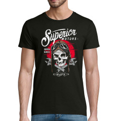 T-shirt homme coton bio noir Copper Bones - Superior Motors (Copper Bones,Moto,Têtes de morts)