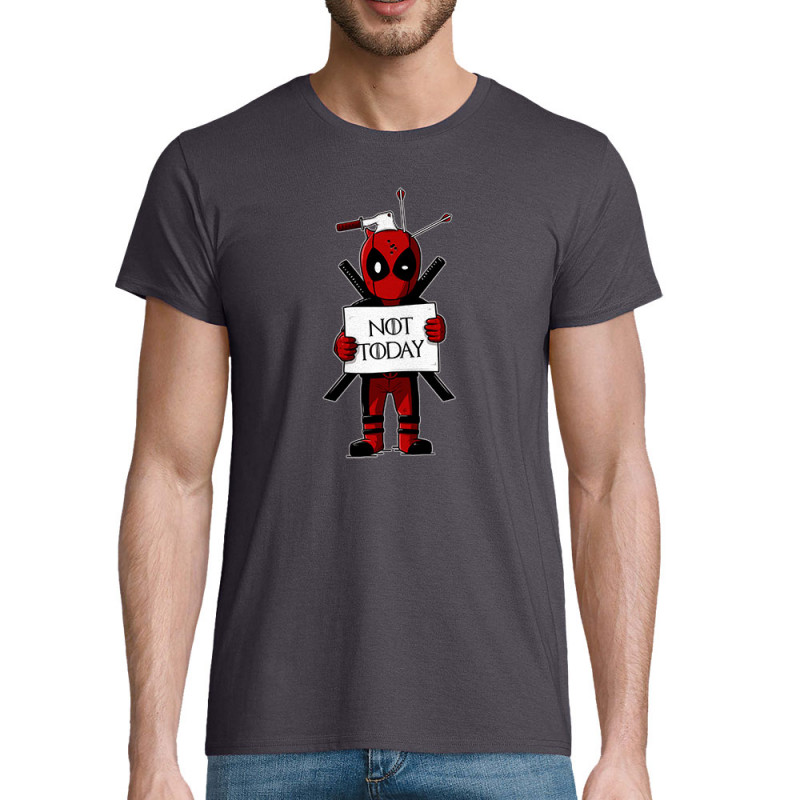 T-shirt homme coton bio gris souris Deadpool - Not Today (Le Duc,Films/Séries)