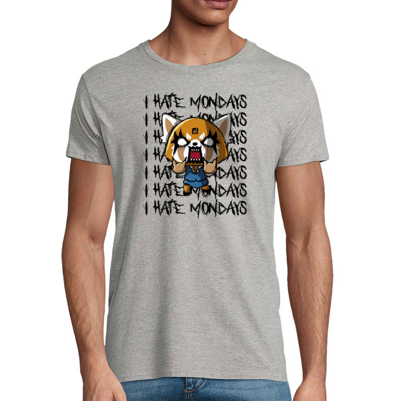 T-shirt homme coton bio gris chiné Aggretsuko - Monday (Le Duc,Jeux Vidéo / Geek,Films/Séries,Manga Kawaï japan)