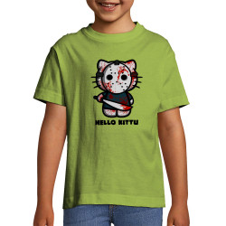 T-shirt enfant vert pomme Hello Kittu (Blacksquare,Films/Séries,Humour,Manga Kawaï japan,Chats)