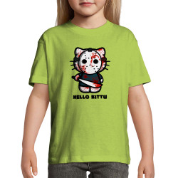 T-shirt enfant vert pomme Hello Kittu (Blacksquare,Films/Séries,Humour,Manga Kawaï japan,Chats)