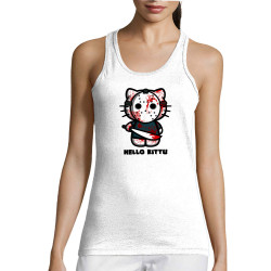 Débardeur femme blanc Hello Kittu (Blacksquare,Films/Séries,Humour,Manga Kawaï japan,Chats)