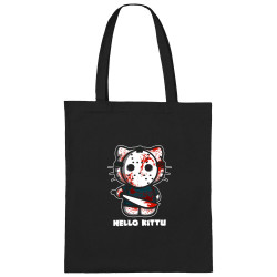 Sac shopping en toile noir Hello Kittu (Blacksquare,Films/Séries,Humour,Manga Kawaï japan,Chats)