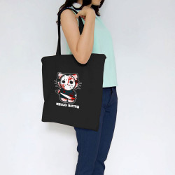 Sac shopping en toile noir Hello Kittu (Blacksquare,Films/Séries,Humour,Manga Kawaï japan,Chats)