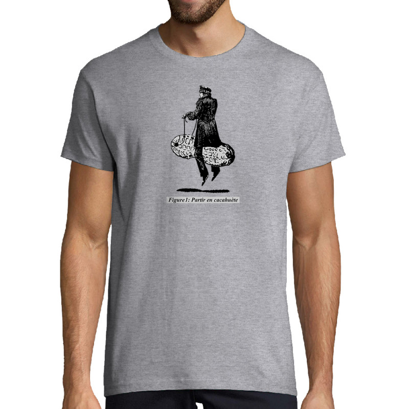 Tee-shirt homme gris chiné Partir en cacahuète (Blacksquare,Humour,Partir en …)