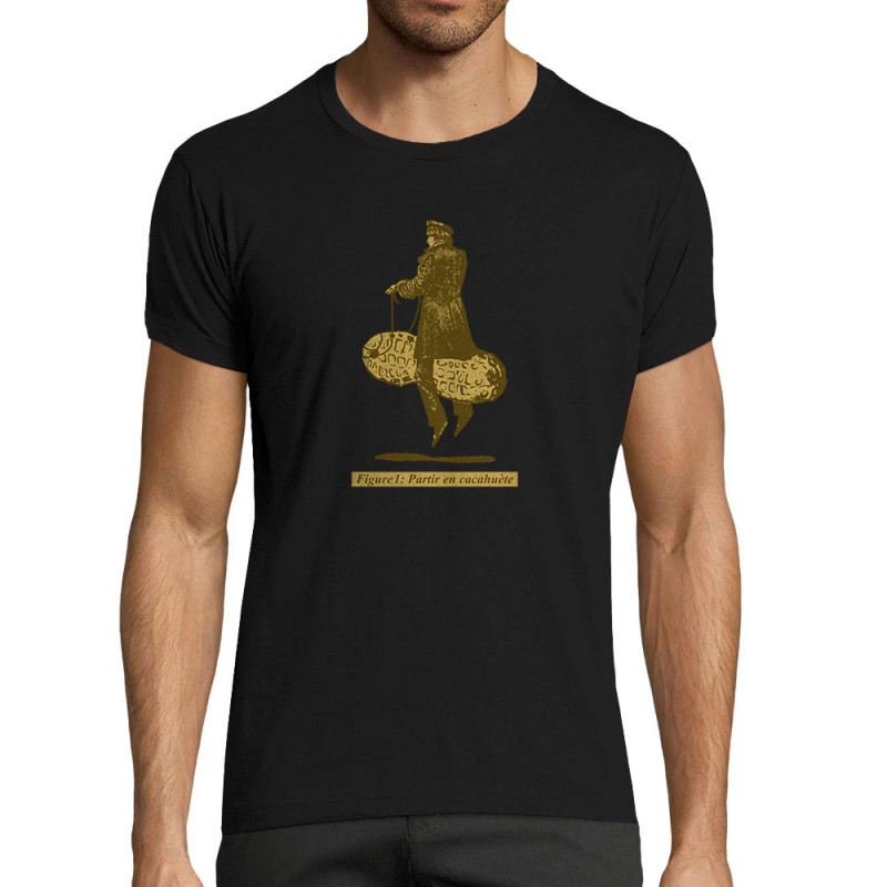 T-shirt homme fit noir Partir en cacahuète (Blacksquare,Humour,Partir en …)