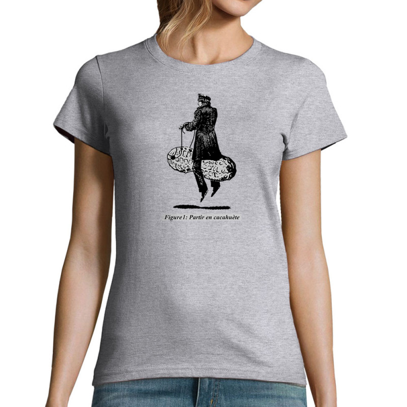 T-shirt femme gris chiné Partir en cacahuète (Blacksquare,Humour,Partir en …)