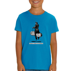 T-shirt enfant coton bio bleu azur Partir en cacahuète (Blacksquare,Humour,Partir en …)