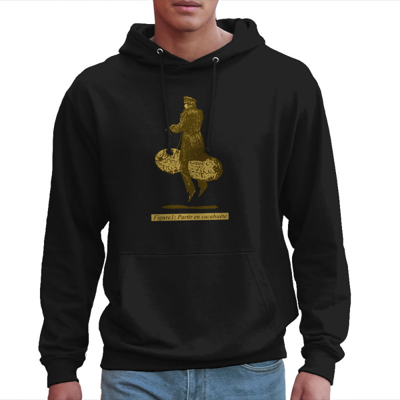 Sweat homme à capuche noir Partir en cacahuète (Blacksquare,Humour,Partir en …)