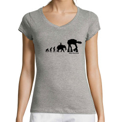 T-shirt femme col V gris chiné Dark Evolution (Gondrax,Films/Séries,Evolution,Star Wars)