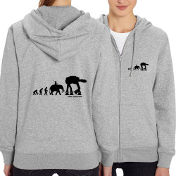 Sweat femme zippé à capuche coton bio gris chiné Dark Evolution (Gondrax,Films/Séries,Evolution,Star Wars)
