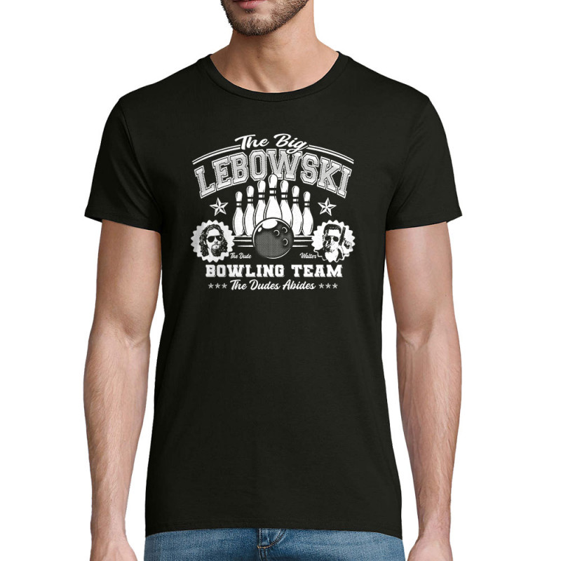 T-shirt homme coton bio noir Big Lebowski College (Films/Séries)