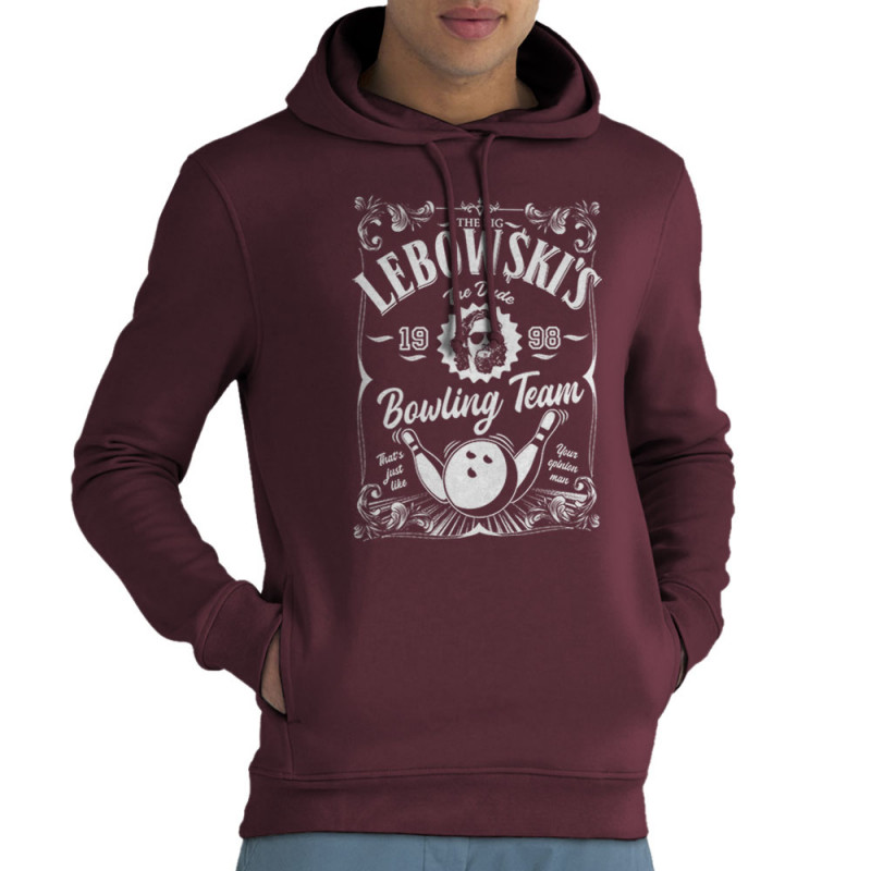 Sweat homme à capuche coton bio bordeaux Big Lebowski (Films/Séries)