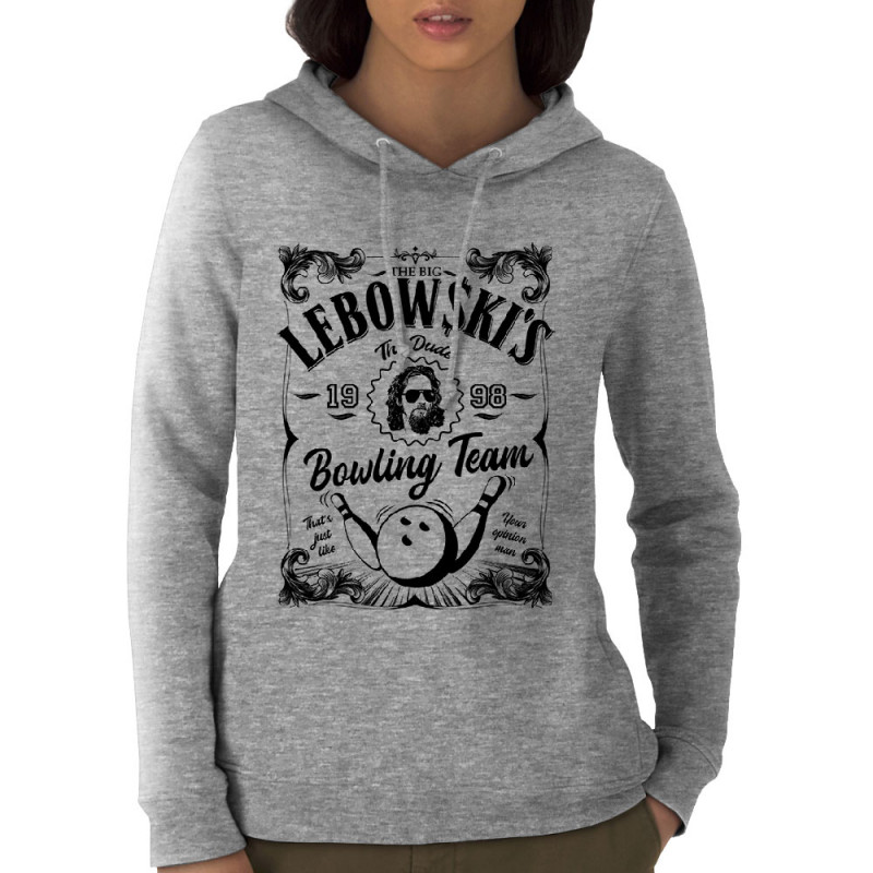 Sweat femme à capuche coton bio gris chiné Big Lebowski (Films/Séries)