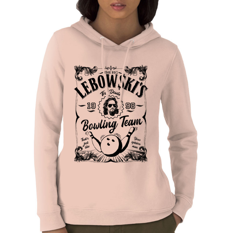 Sweat femme à capuche coton bio rose clair Big Lebowski (Films/Séries)