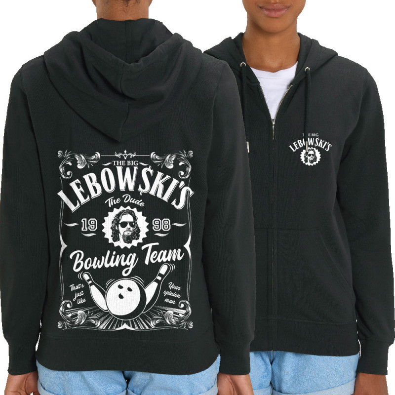 Sweat femme zippé à capuche coton bio noir Big Lebowski (Films/Séries)
